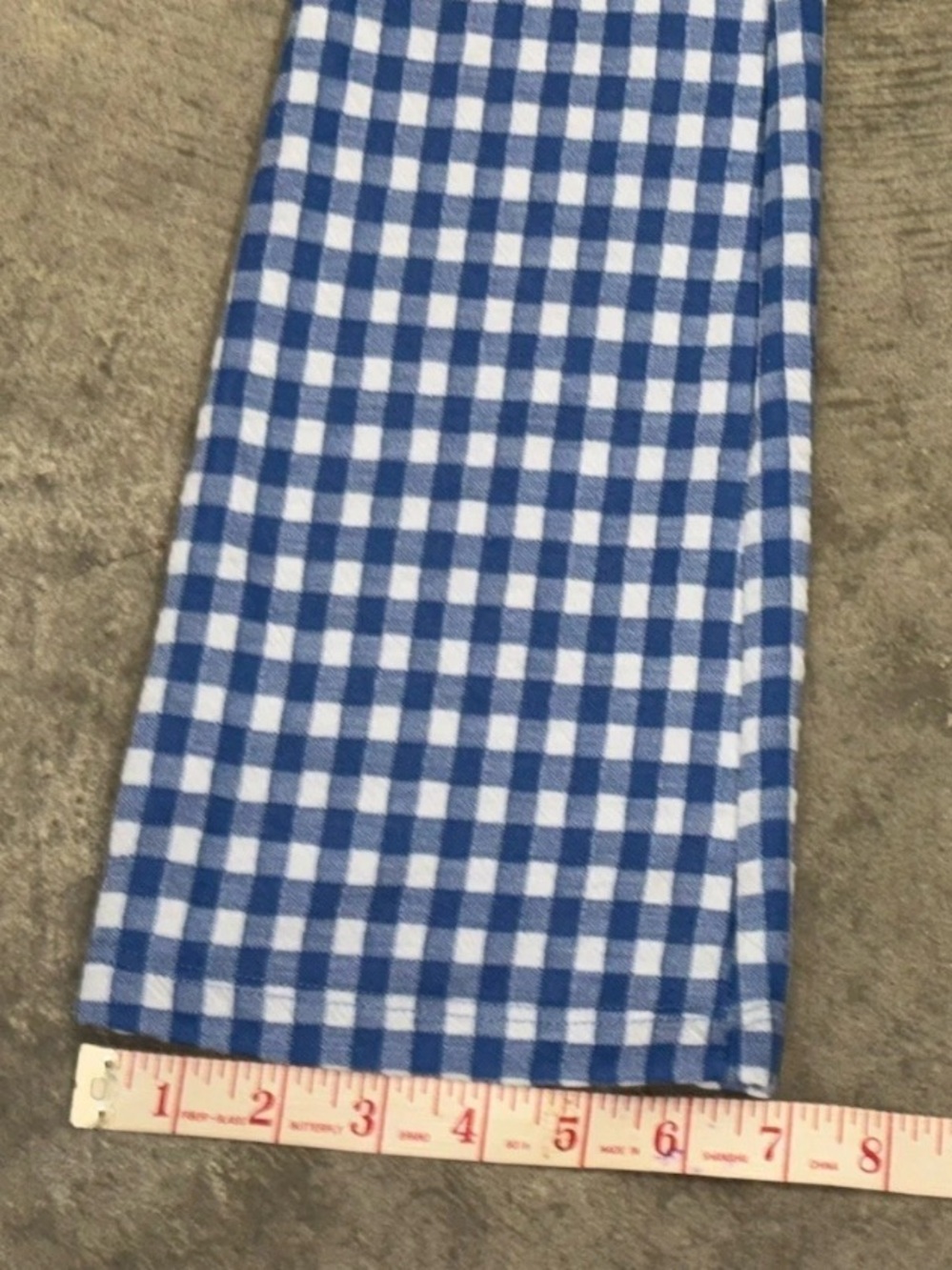 Urban Outfitters Casey Kick Flare Leg Pants Gingham Check Blue White SZ.XS - Picture 8 of 8